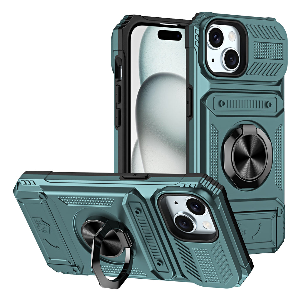 Rugged Shockproof Ring Stand Case for iPhone 17 / 16 / 15 / 14 / 13 Series