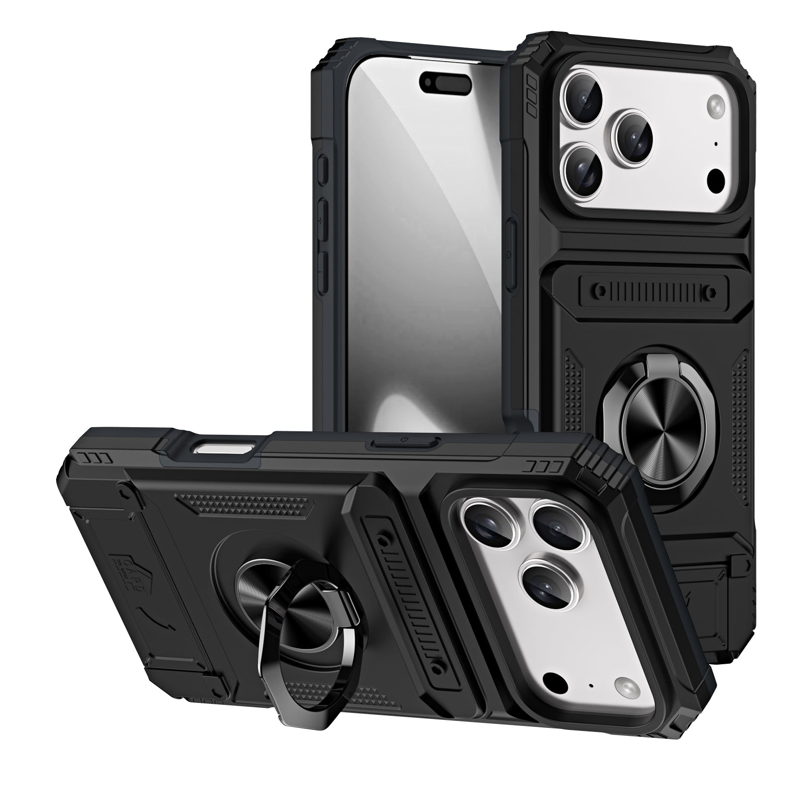 Rugged Shockproof Ring Stand Case for iPhone 17 / 16 / 15 / 14 / 13 Series