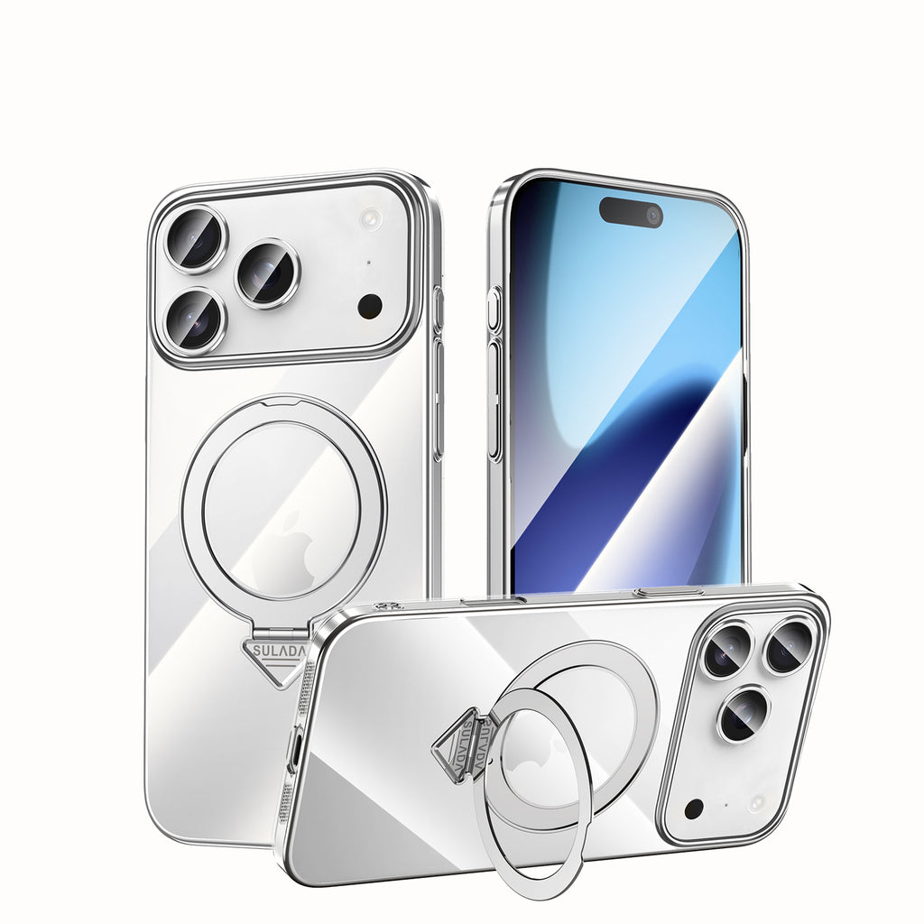 Ultra-Thin PC Case with Metal Ring Stand for iPhone