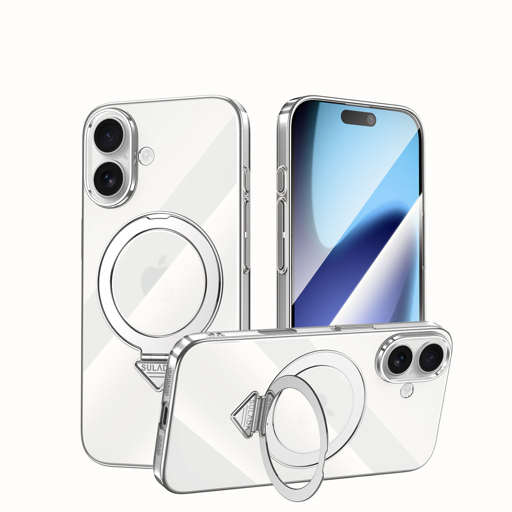 Ultra-Thin PC Case with Metal Ring Stand for iPhone