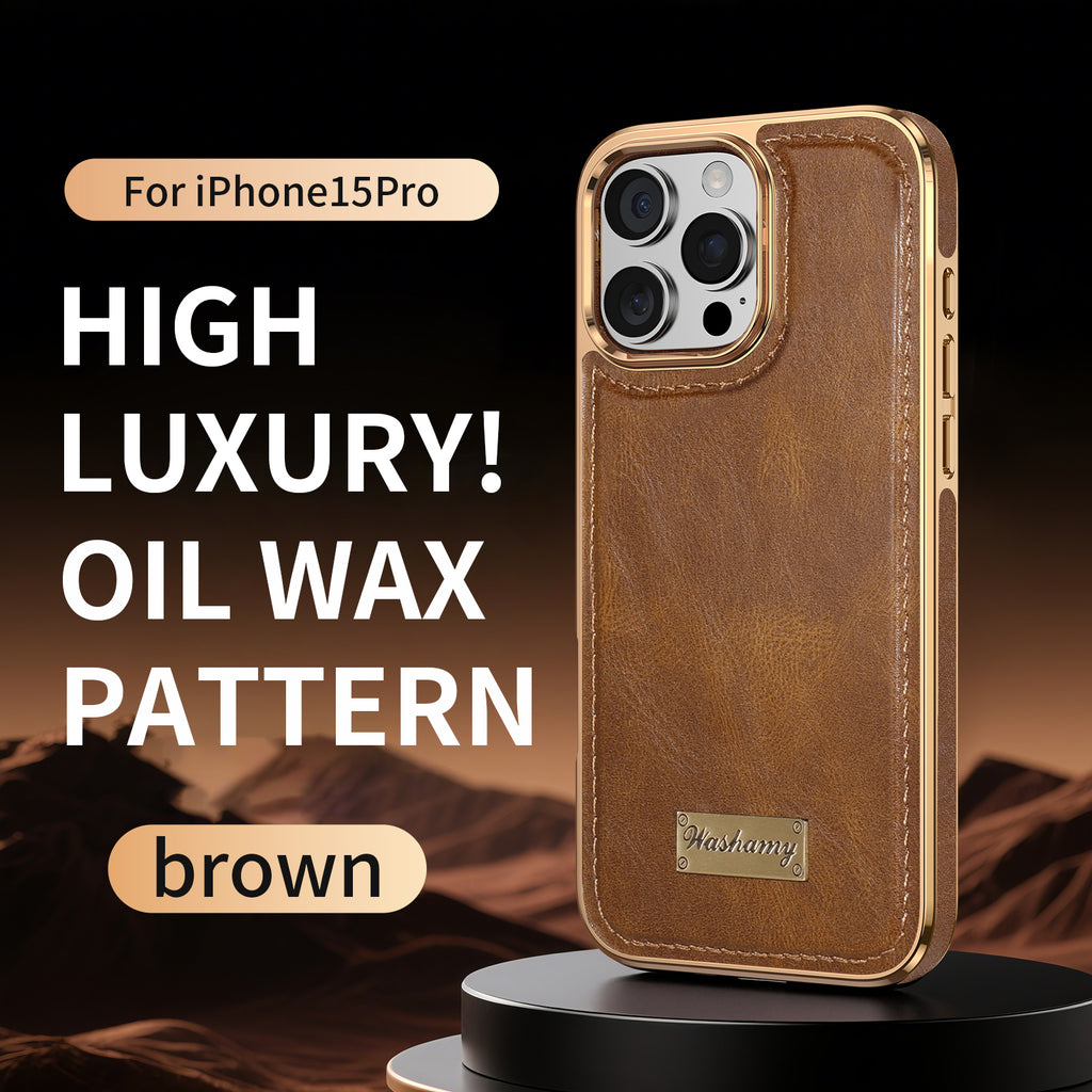 Leather-Look Magnetic Wireless Charging Case with Camera Lens Protection for iPhone