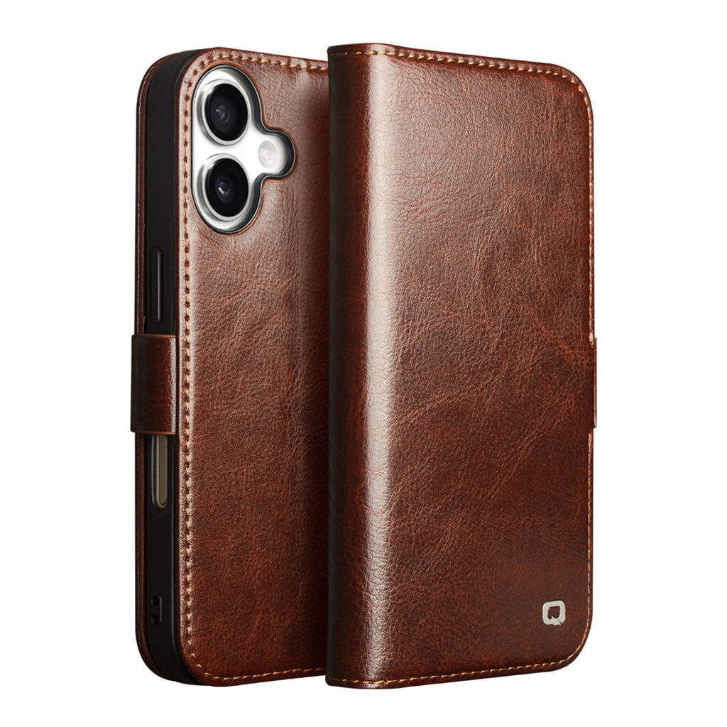 MagSafe Compatible CornerMaple Premium Genuine Leather Wallet Case for iPhone 17 / iPhone Air / iPhone 17 Pro / iPhone 17 Pro Max - Magnetic Flip Cover with Card Holder