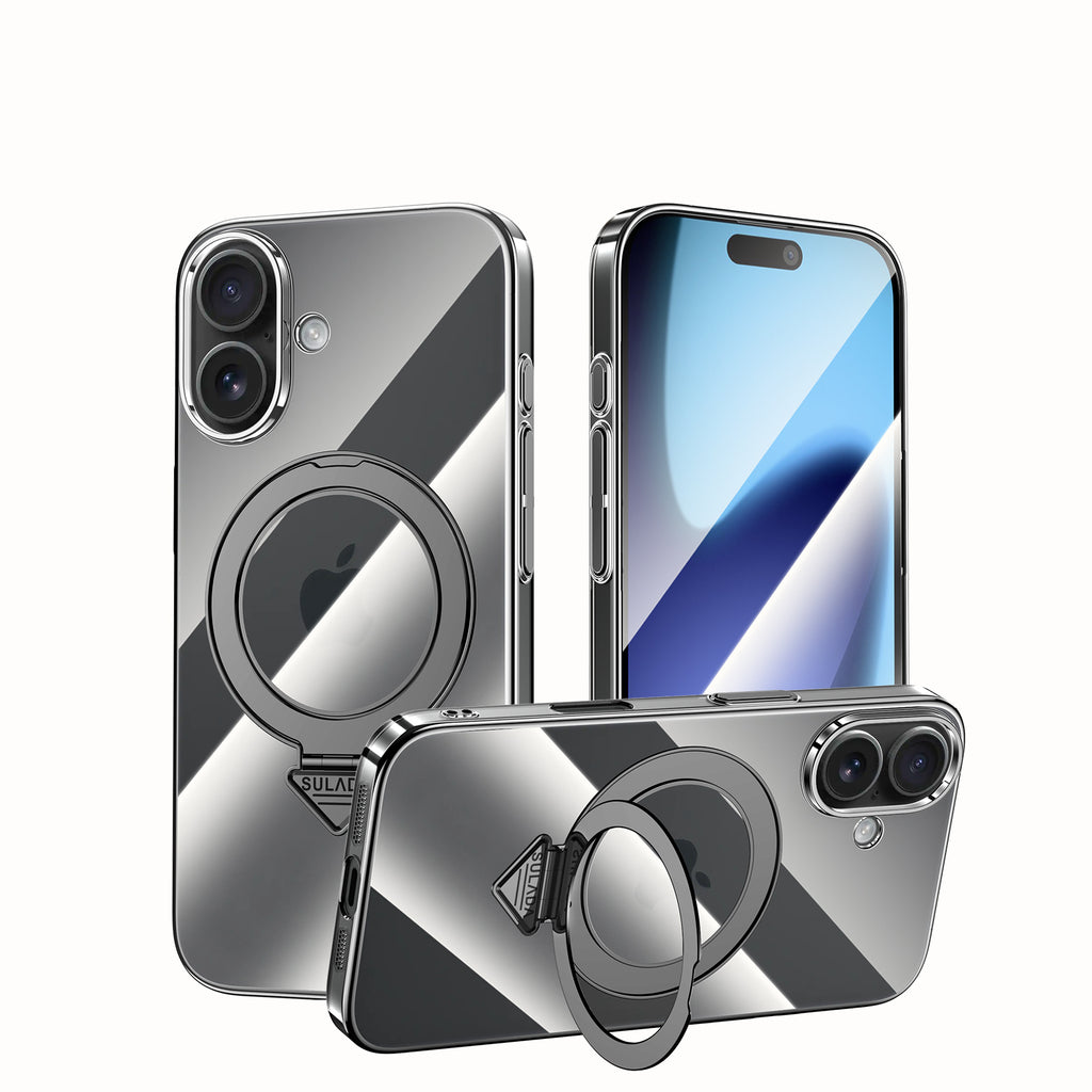 Ultra-Thin PC Case with Metal Ring Stand for iPhone