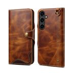 Genuine Vintage Oil-Wax Cowhide Leather Wallet Case for Samsung Galaxy S26 Series