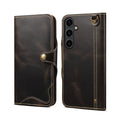 Genuine Vintage Oil-Wax Cowhide Leather Wallet Case for Samsung Galaxy S26 Series