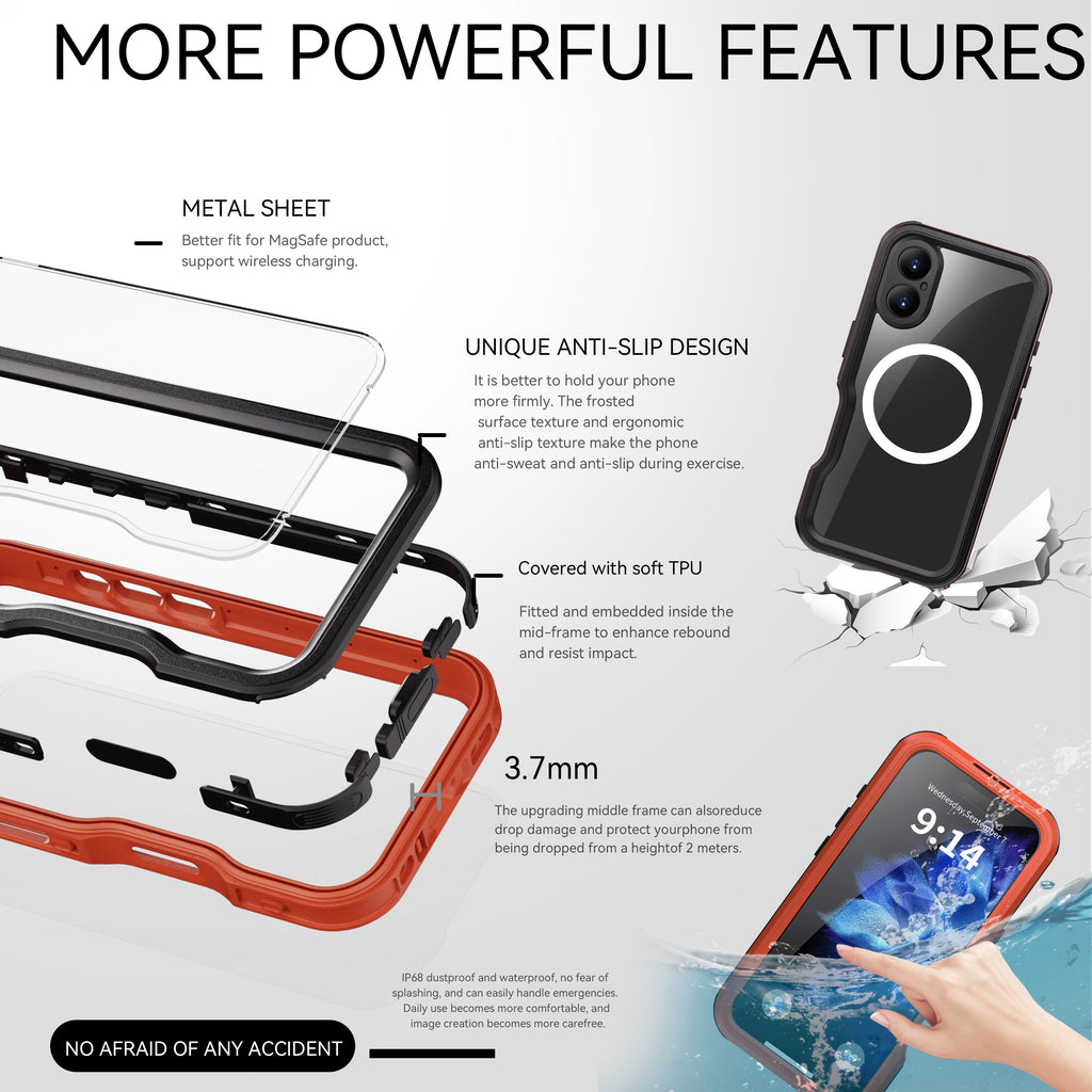 TPU+PC material snowproof, waterproof, dustproof, and shockproof phone case(iPhone 16/16 Plus/16 Pro/16 Pro Max)