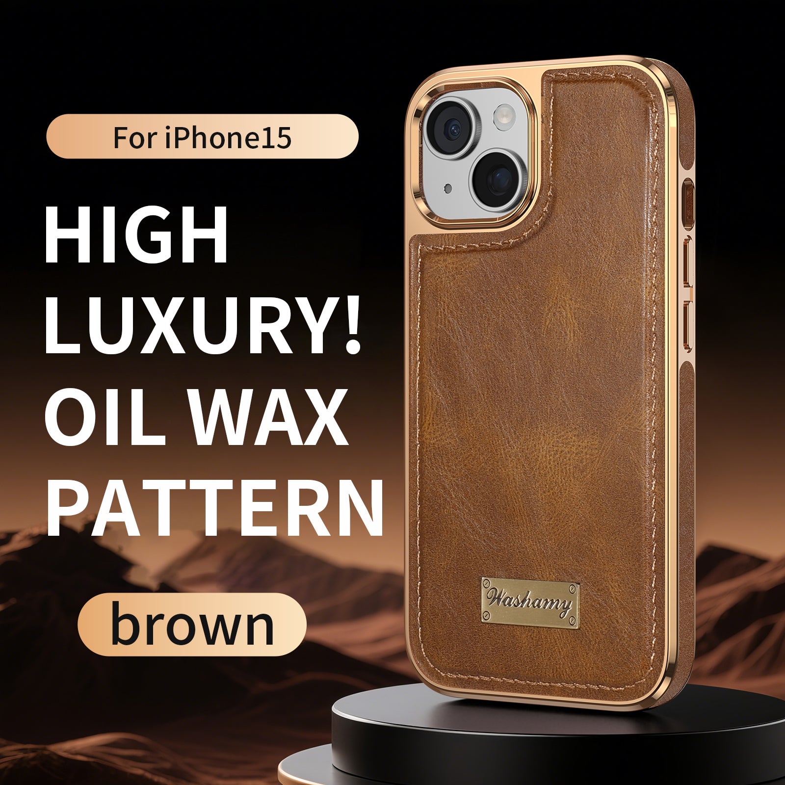 Leather-Look Magnetic Wireless Charging Case with Camera Lens Protection for iPhone