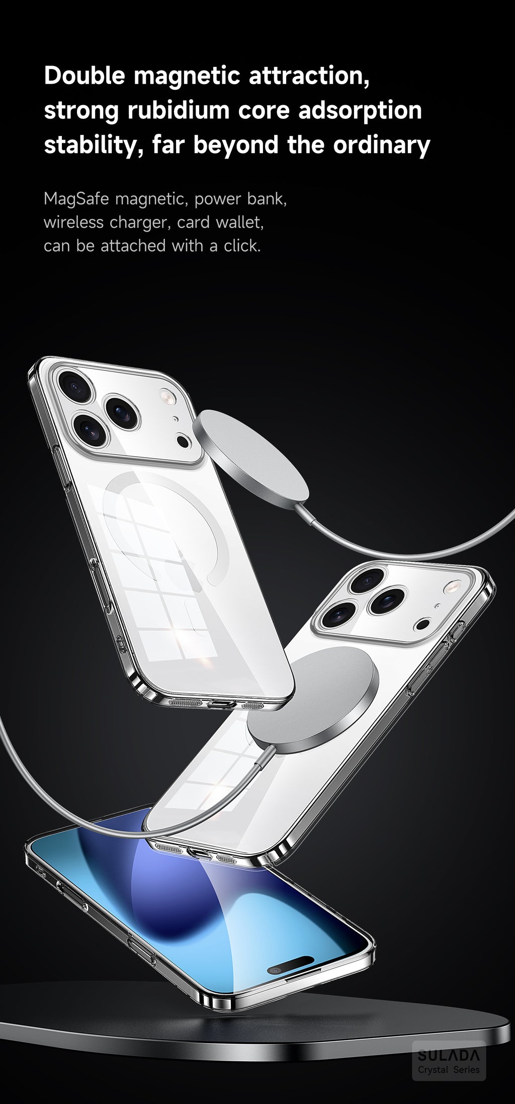 Clear Magnetic Hybrid Case with Hand-Applied Leather Detail for iPhone
