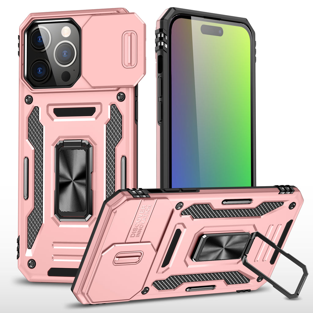 Rugged Shockproof Kickstand Case with Camera Protection for iPhone 17 / 16 / 15 / 14 / 13 Series