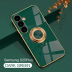 Magnetic TPU + PC Protective Case with 6D Electroplated Solid Color Ring and Magnetic Precision Cutouts(Samsung Galaxy S25/S25 PLUS/S25 Ultra)
