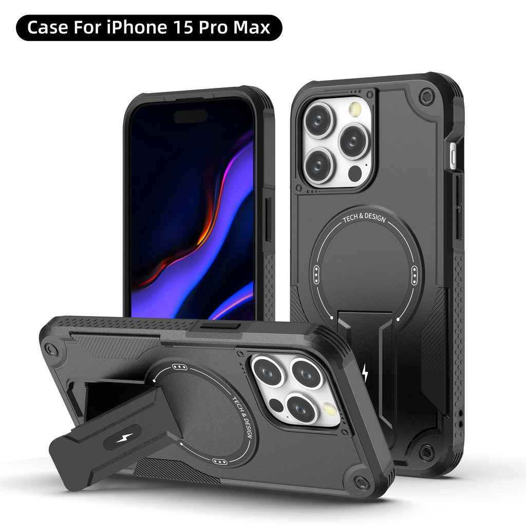 Rugged Magnetic Kickstand Case for iPhone 17 / 16 / 15 / 14 / 13 Series