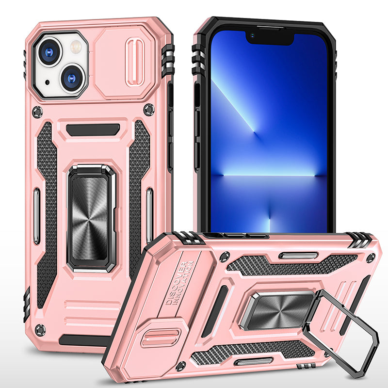 Rugged Shockproof Kickstand Case with Camera Protection for iPhone 17 / 16 / 15 / 14 / 13 Series