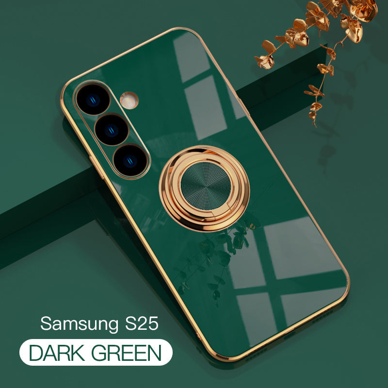 Magnetic TPU + PC Protective Case with 6D Electroplated Solid Color Ring and Magnetic Precision Cutouts(Samsung Galaxy S25/S25 PLUS/S25 Ultra)