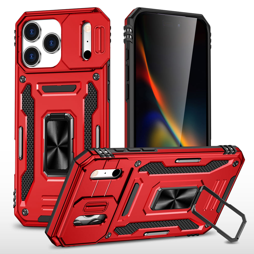 Rugged Shockproof Kickstand Case with Camera Protection for iPhone 17 / 16 / 15 / 14 / 13 Series