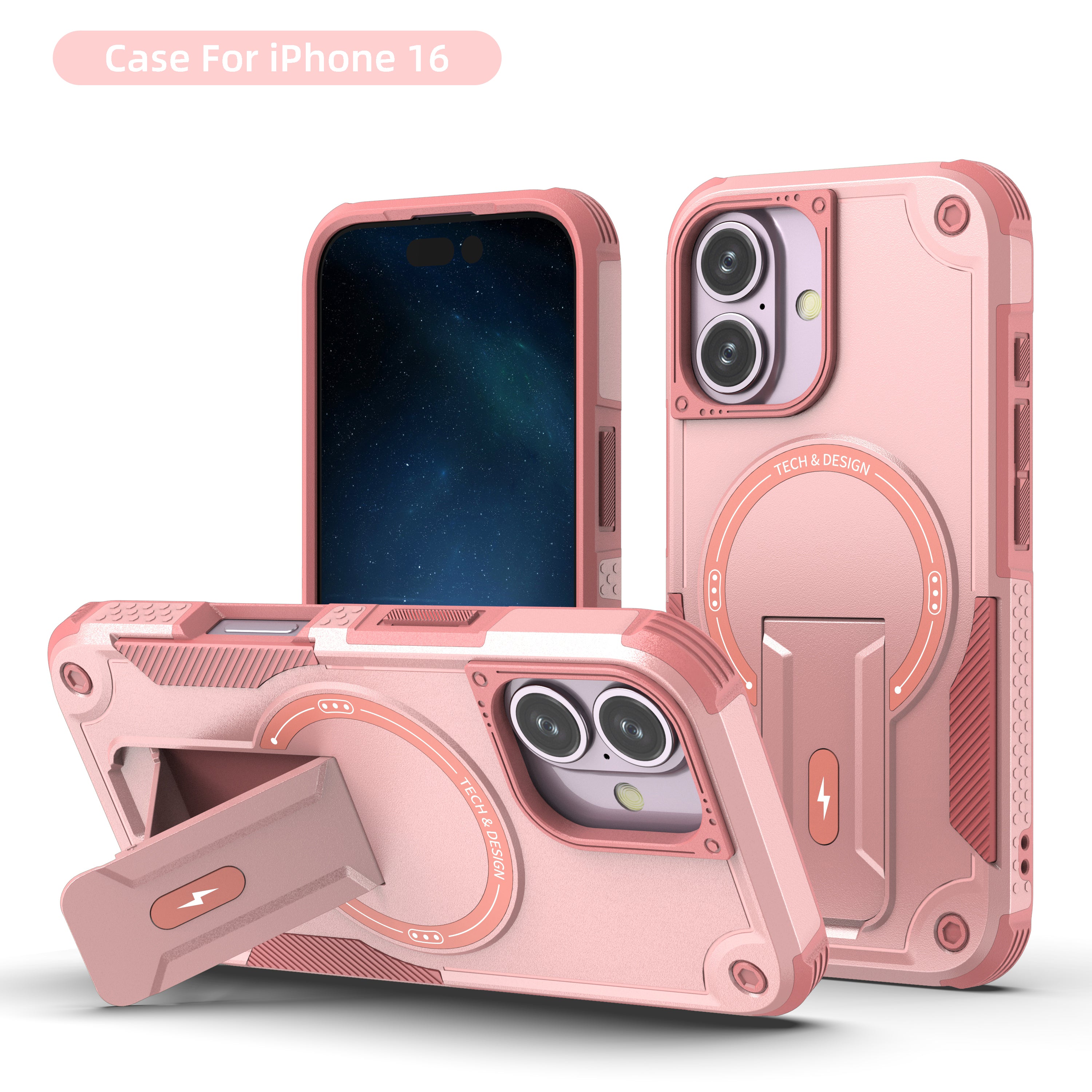 Rugged Magnetic Kickstand Case for iPhone 17 / 16 / 15 / 14 / 13 Series
