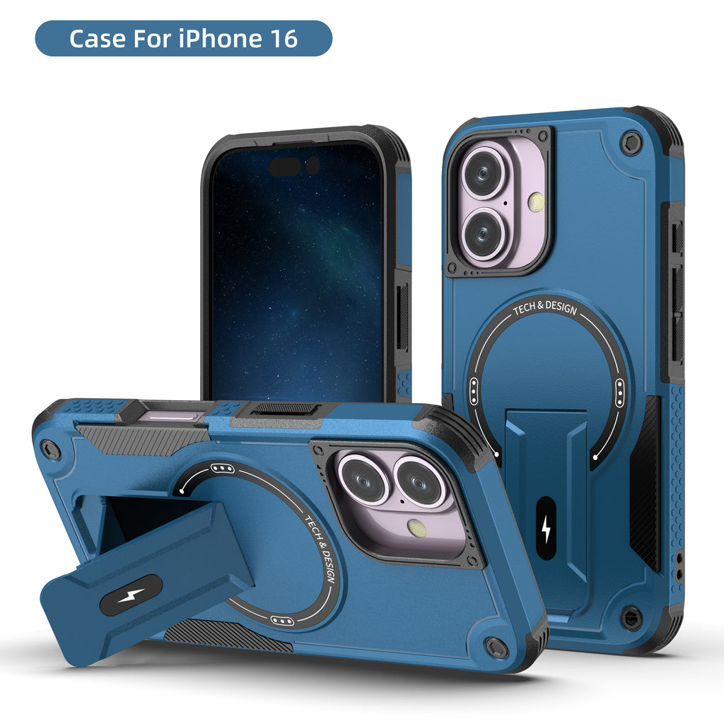 Rugged Magnetic Kickstand Case for iPhone 17 / 16 / 15 / 14 / 13 Series