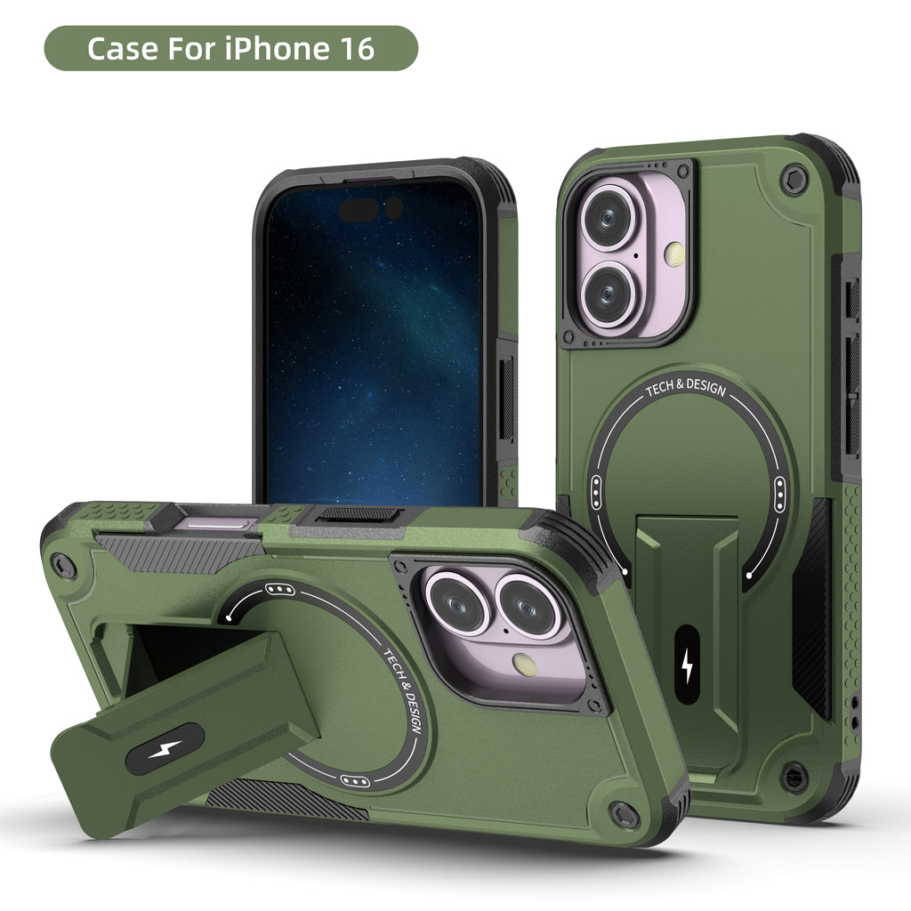 Rugged Magnetic Kickstand Case for iPhone 17 / 16 / 15 / 14 / 13 Series
