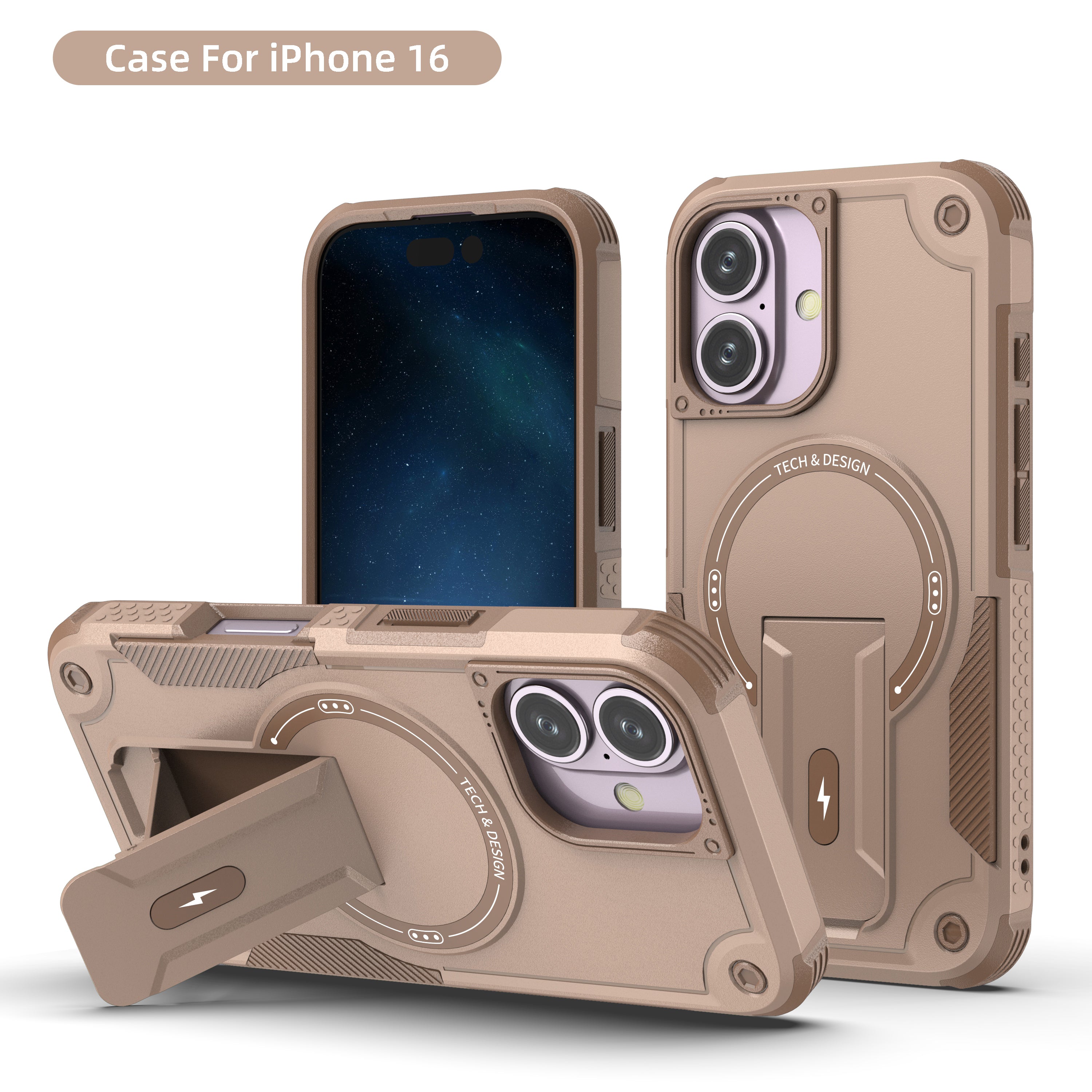 Rugged Magnetic Kickstand Case for iPhone 17 / 16 / 15 / 14 / 13 Series