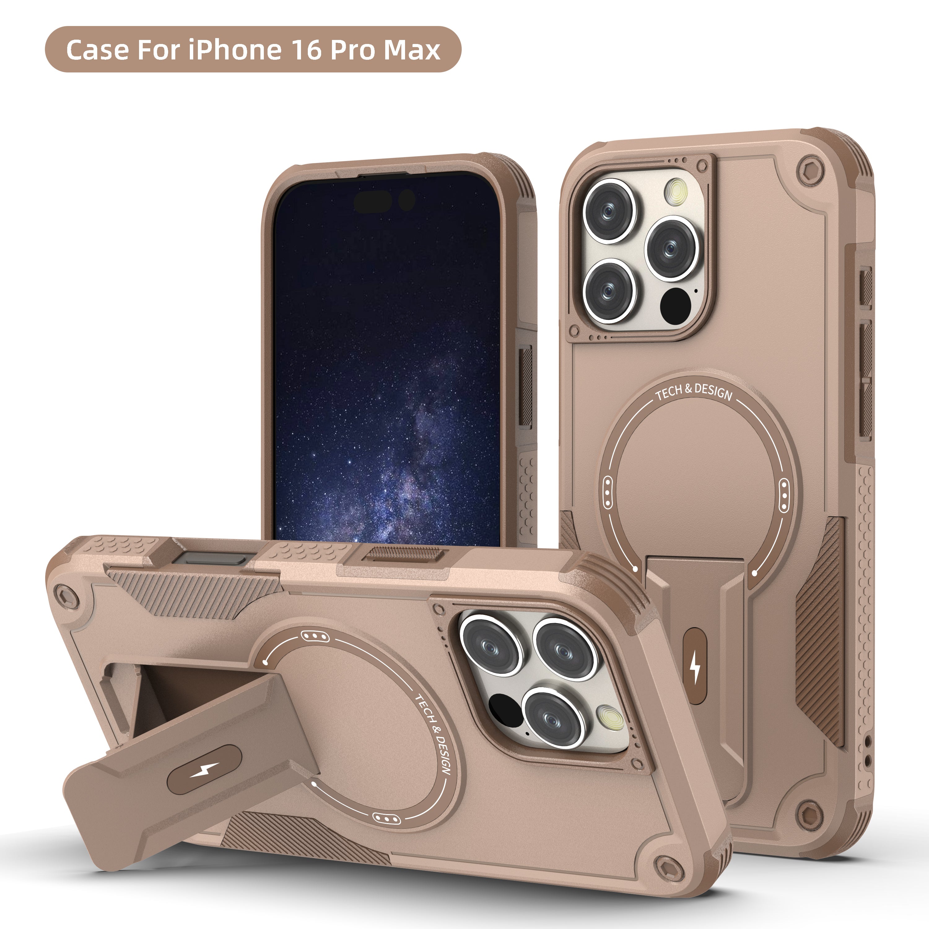 Rugged Magnetic Kickstand Case for iPhone 17 / 16 / 15 / 14 / 13 Series