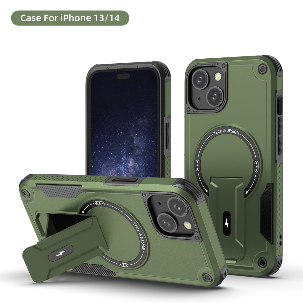 Rugged Magnetic Kickstand Case for iPhone 17 / 16 / 15 / 14 / 13 Series