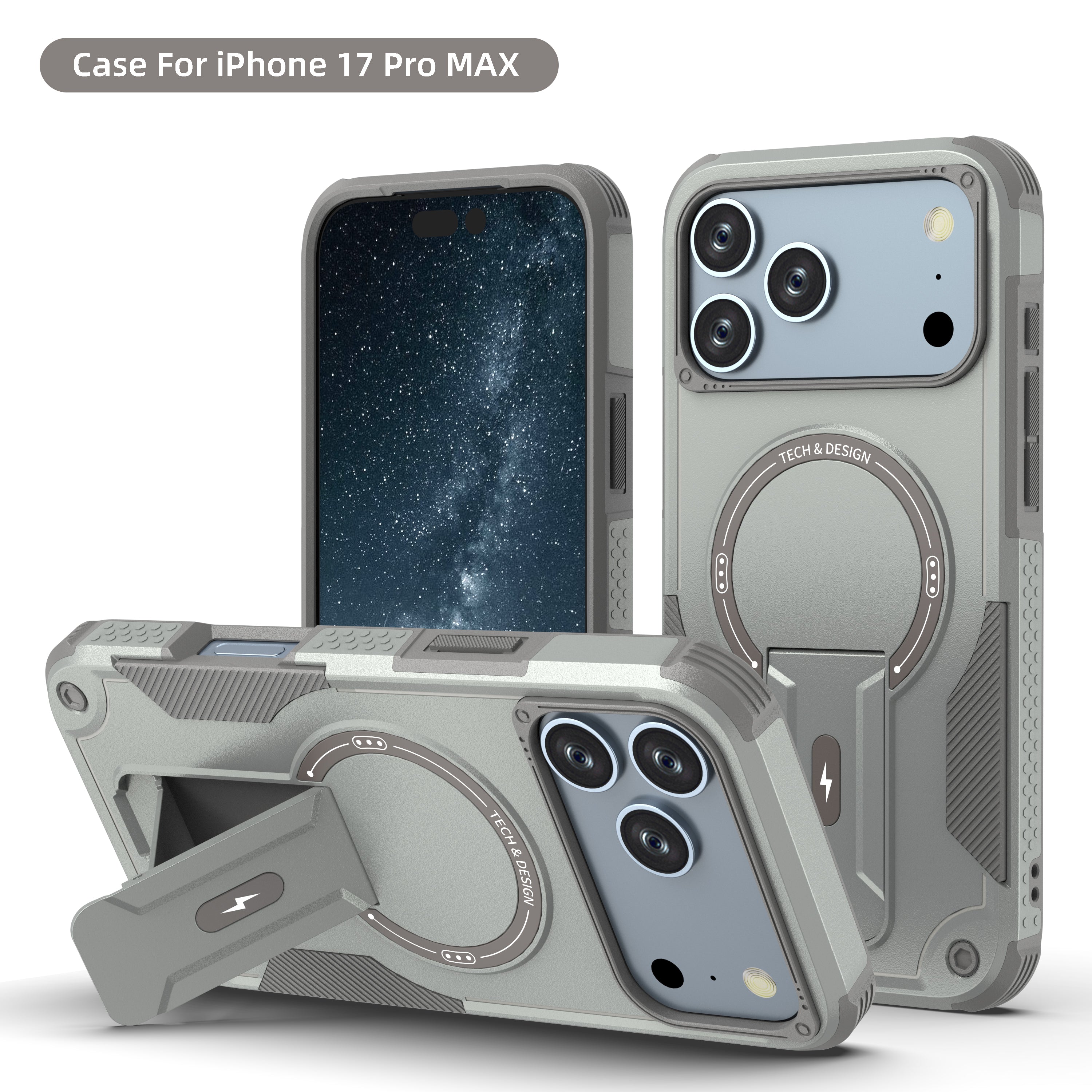 Rugged Magnetic Kickstand Case for iPhone 17 / 16 / 15 / 14 / 13 Series