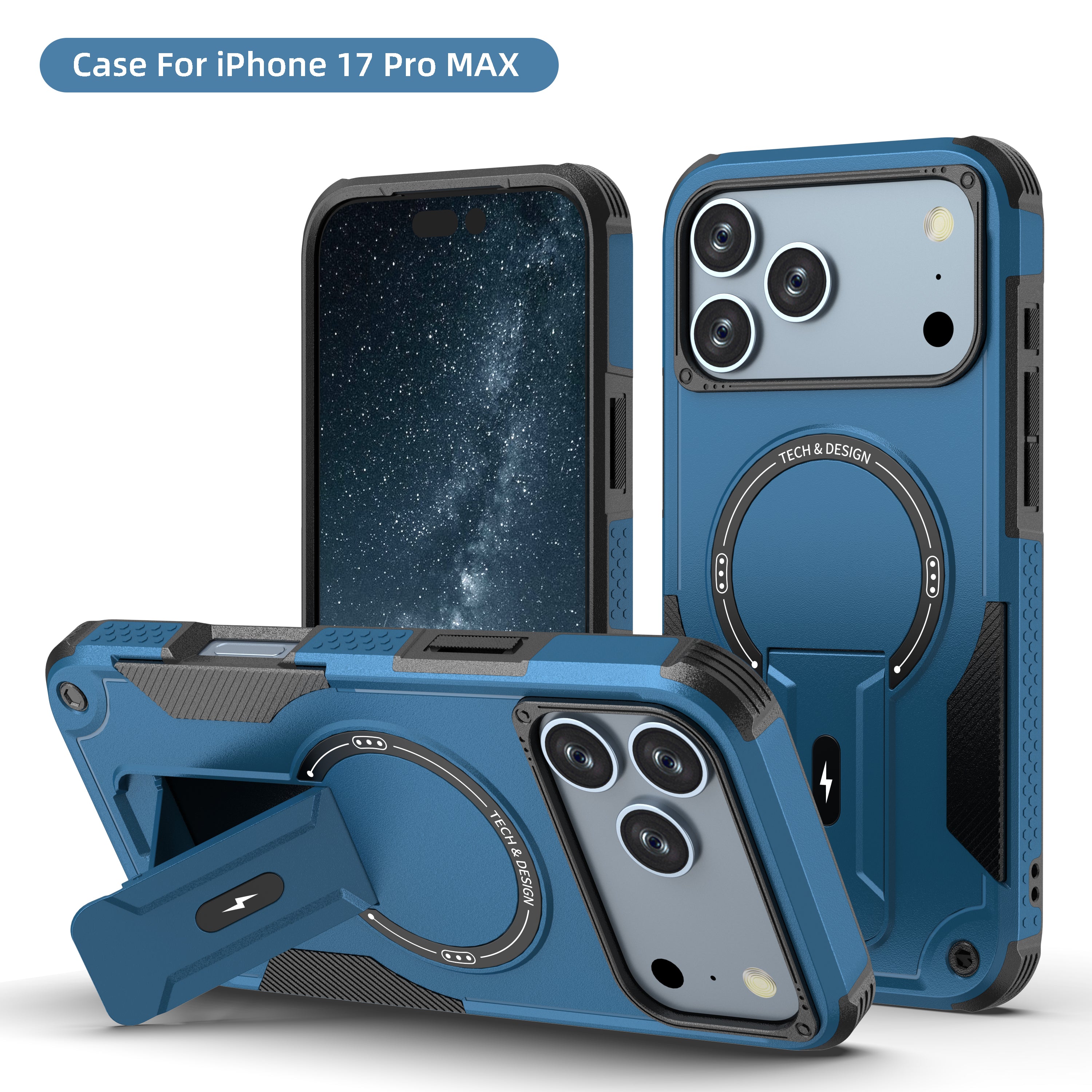 Rugged Magnetic Kickstand Case for iPhone 17 / 16 / 15 / 14 / 13 Series