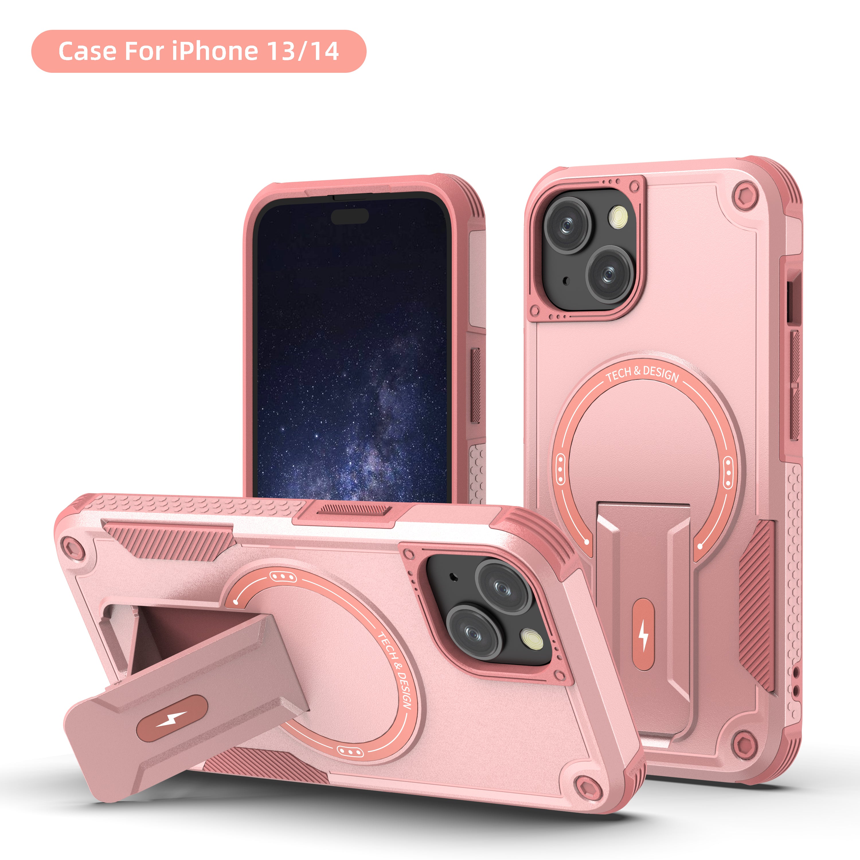 Rugged Magnetic Kickstand Case for iPhone 17 / 16 / 15 / 14 / 13 Series