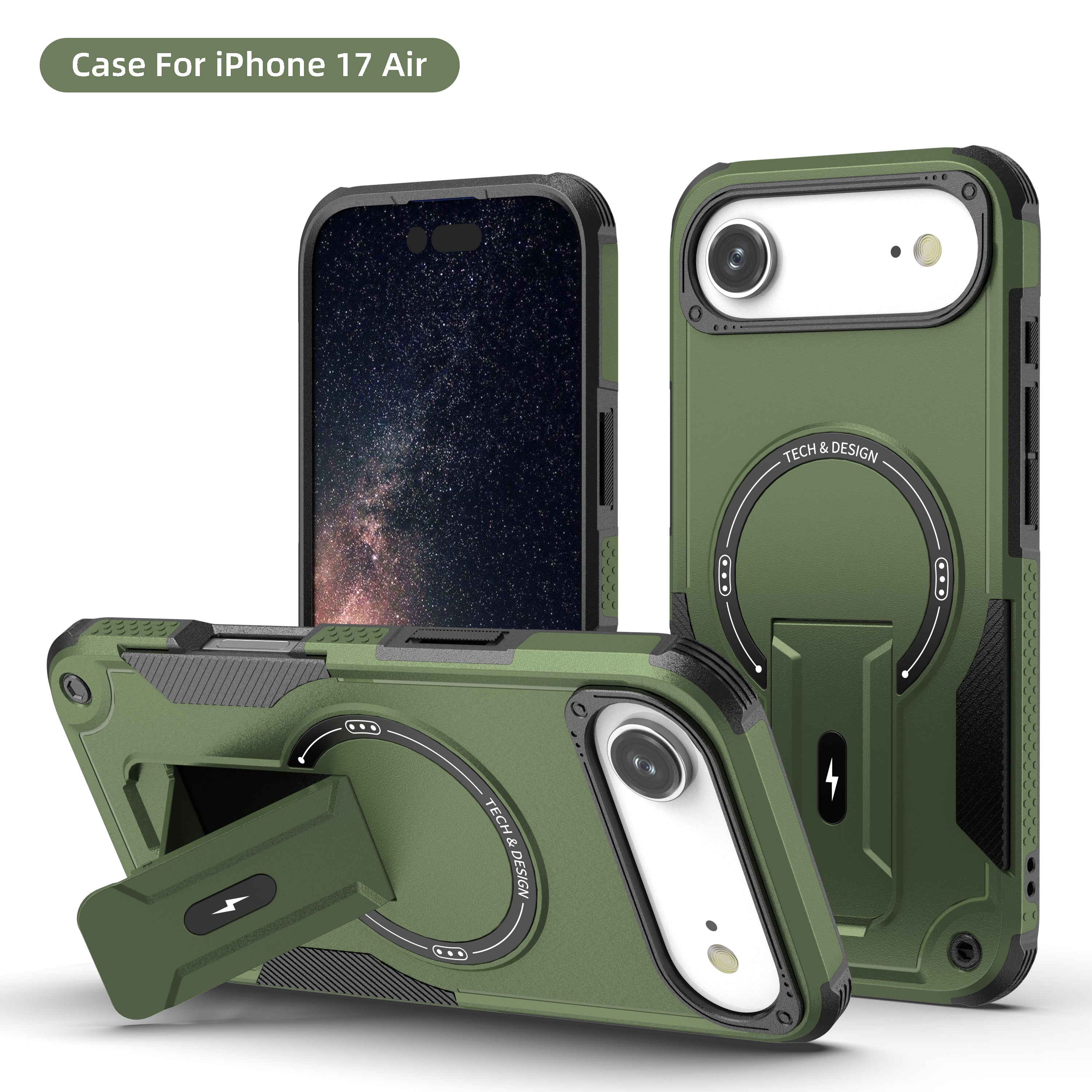 Rugged Magnetic Kickstand Case for iPhone 17 / 16 / 15 / 14 / 13 Series