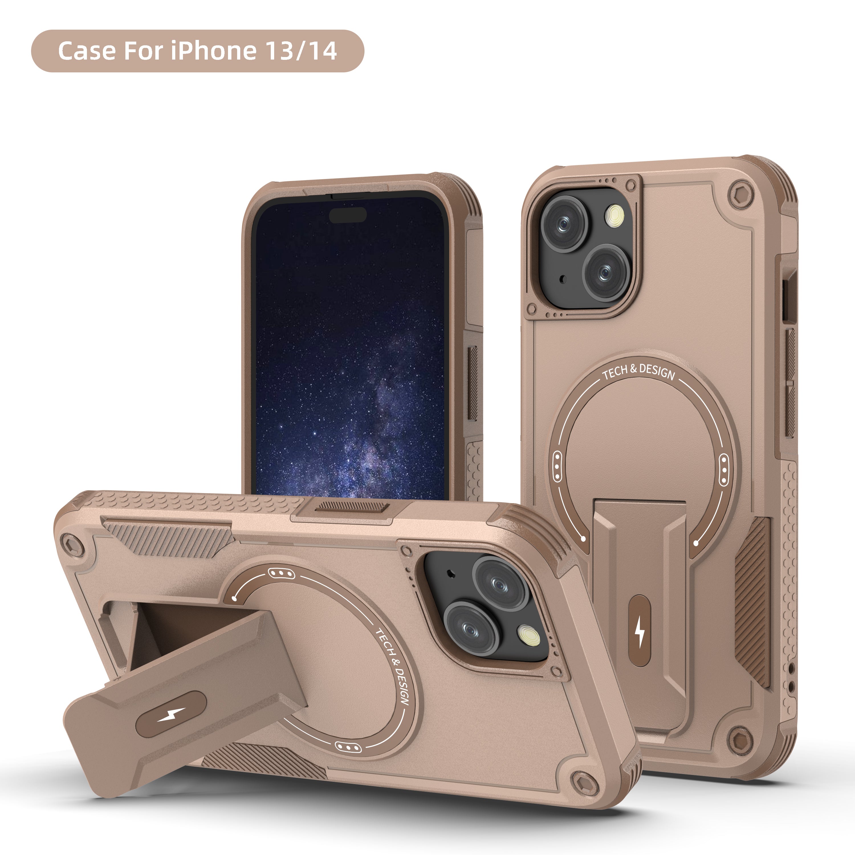 Rugged Magnetic Kickstand Case for iPhone 17 / 16 / 15 / 14 / 13 Series