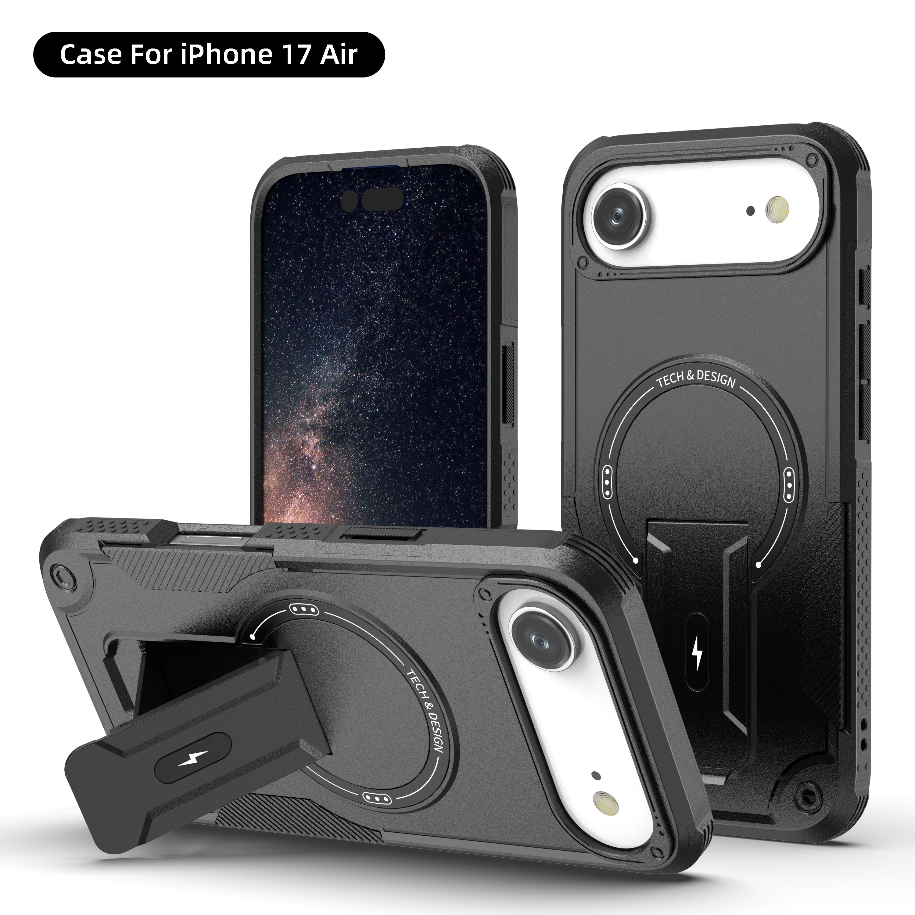 Rugged Magnetic Kickstand Case for iPhone 17 / 16 / 15 / 14 / 13 Series