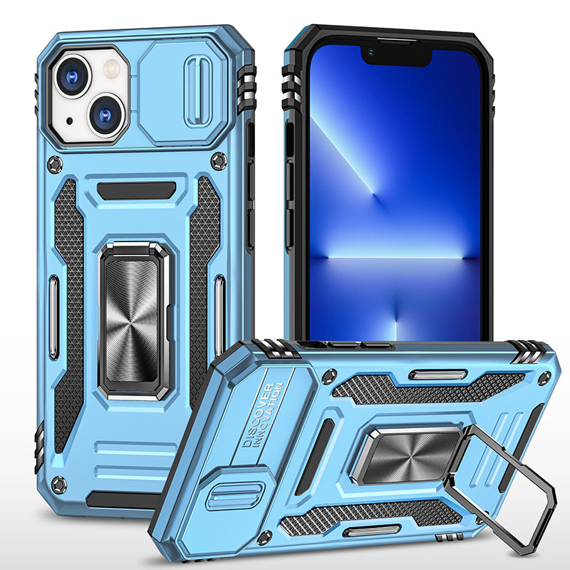 Rugged Shockproof Kickstand Case with Camera Protection for iPhone 17 / 16 / 15 / 14 / 13 Series