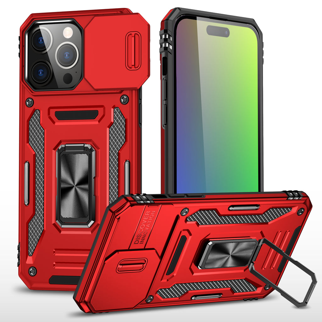 Rugged Shockproof Kickstand Case with Camera Protection for iPhone 17 / 16 / 15 / 14 / 13 Series