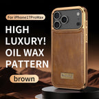 Leather-Look Magnetic Wireless Charging Case with Camera Lens Protection for iPhone