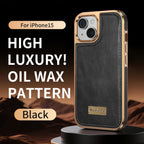 Leather-Look Magnetic Wireless Charging Case with Camera Lens Protection for iPhone