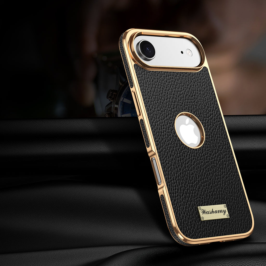 Togo Top-Grain Cowhide Leather Case with Electroplated Frame for iPhone