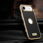 Togo Top-Grain Cowhide Leather Case with Electroplated Frame for iPhone