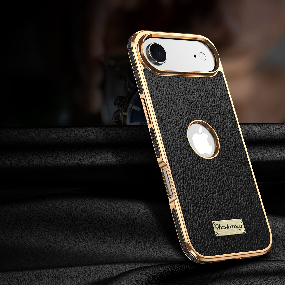 Togo Top-Grain Cowhide Leather Case with Electroplated Frame for iPhone