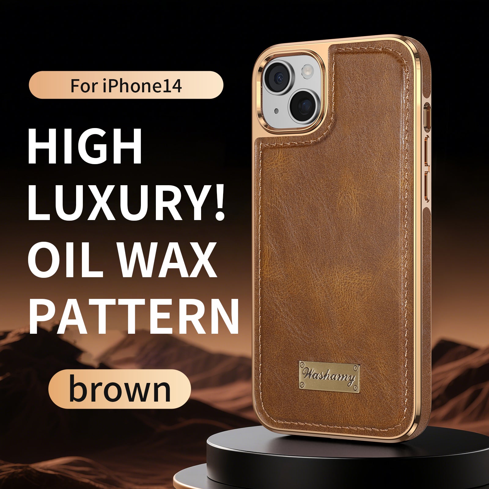 Leather-Look Magnetic Wireless Charging Case with Camera Lens Protection for iPhone