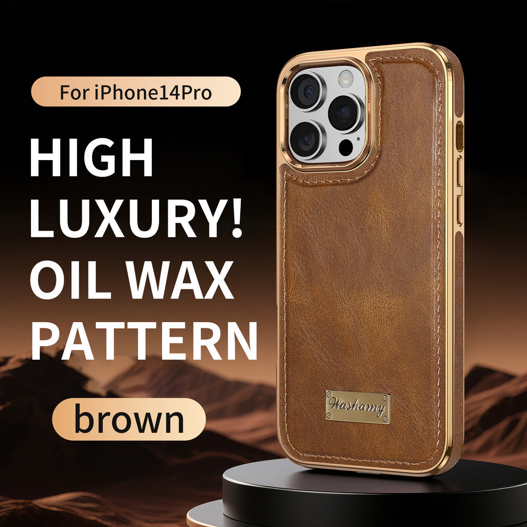 Leather-Look Magnetic Wireless Charging Case with Camera Lens Protection for iPhone