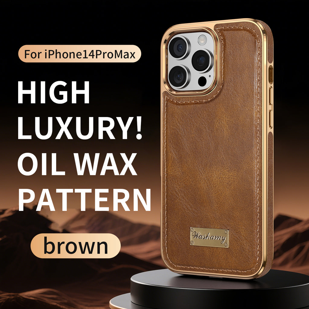 Leather-Look Magnetic Wireless Charging Case with Camera Lens Protection for iPhone