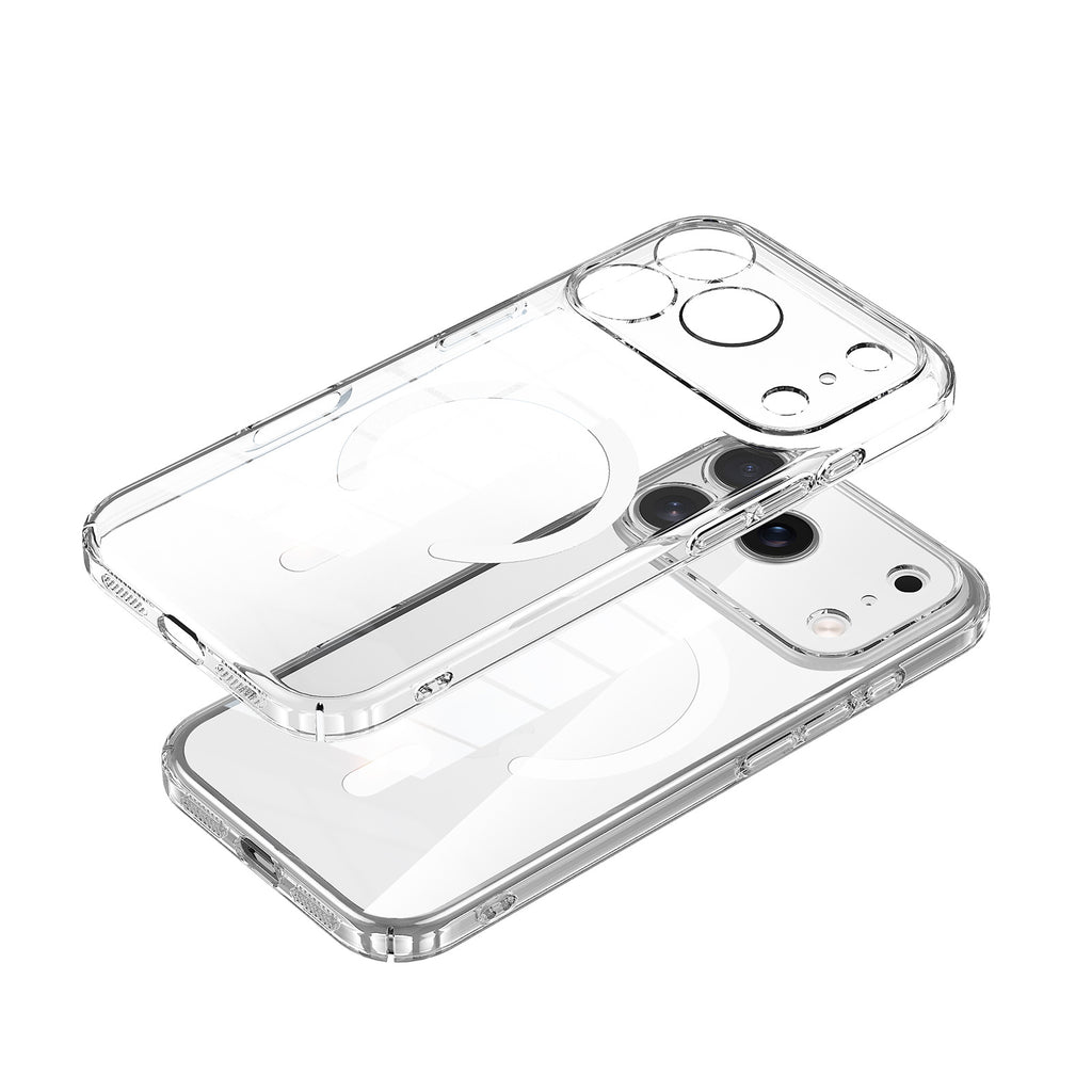 Clear Magnetic Hybrid Case with Hand-Applied Leather Detail for iPhone