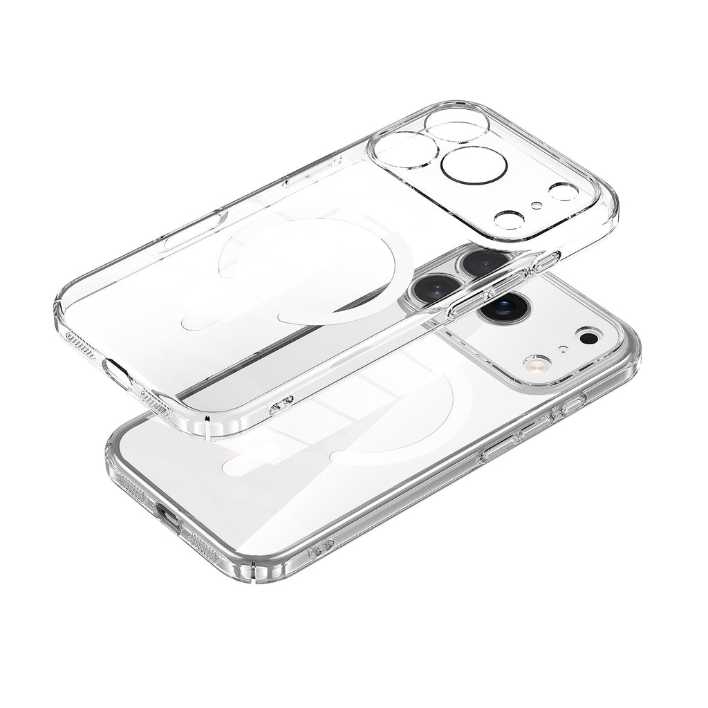 Clear Magnetic Hybrid Case with Hand-Applied Leather Detail for iPhone