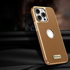 Togo Top-Grain Cowhide Leather Case with Electroplated Frame for iPhone