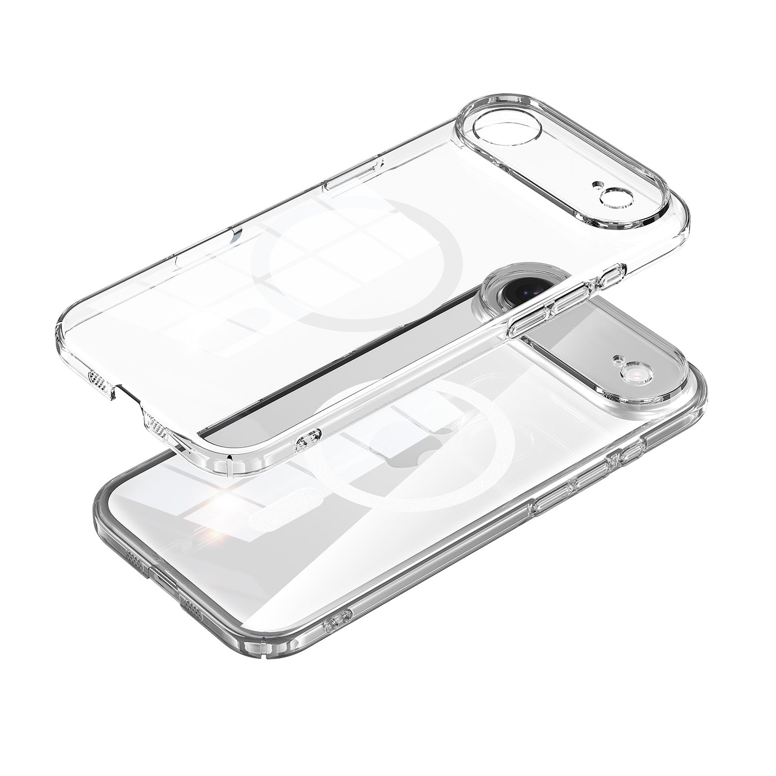 Clear Magnetic Hybrid Case with Hand-Applied Leather Detail for iPhone