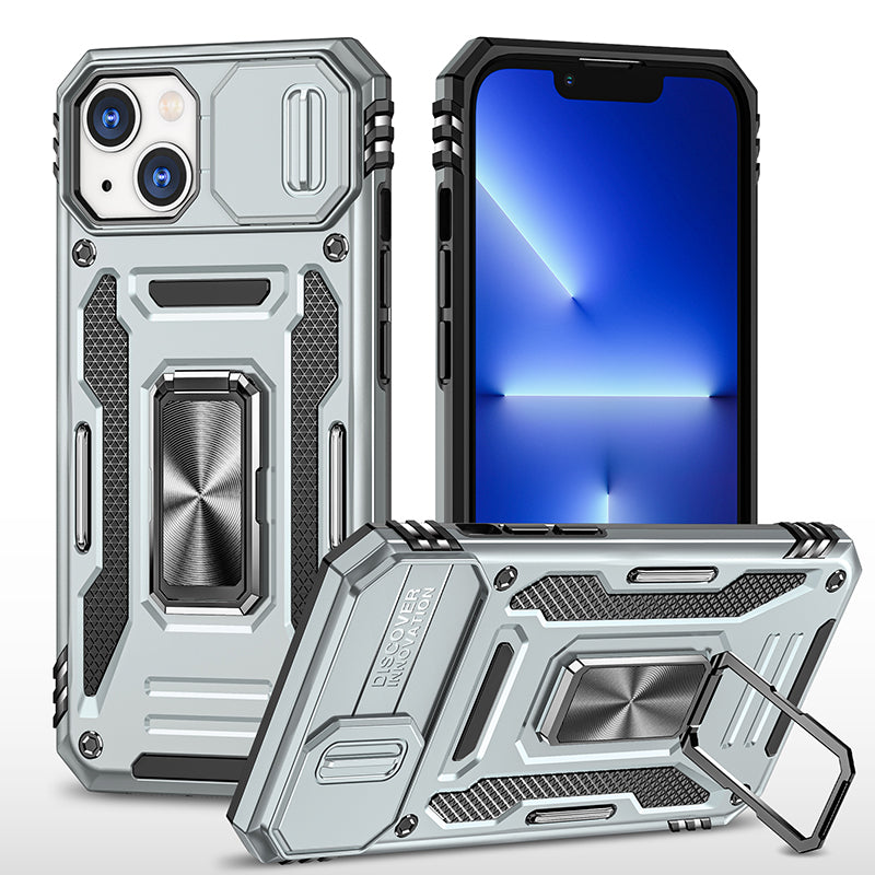 Rugged Shockproof Kickstand Case with Camera Protection for iPhone 17 / 16 / 15 / 14 / 13 Series