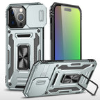 Rugged Shockproof Kickstand Case with Camera Protection for iPhone 17 / 16 / 15 / 14 / 13 Series