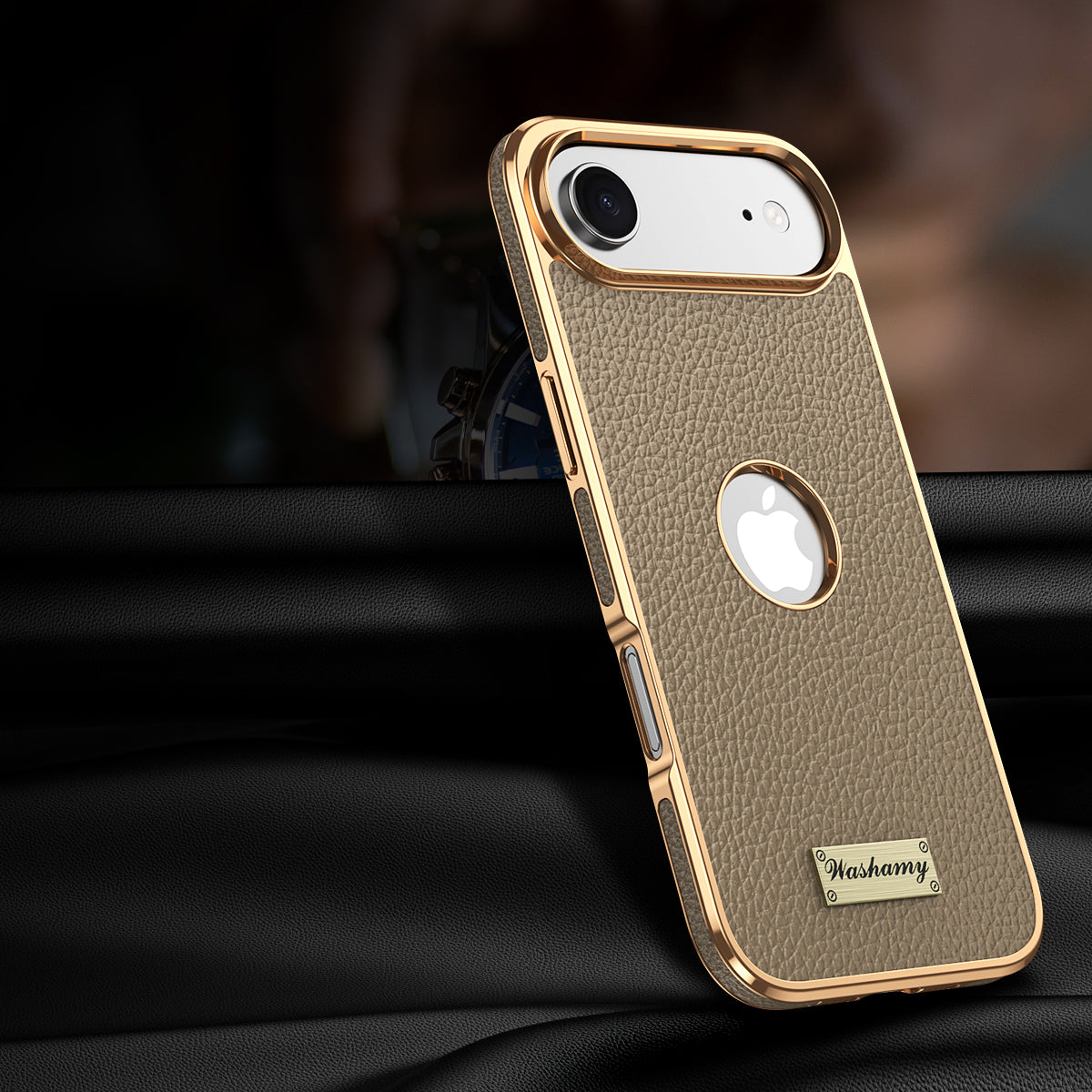Togo Top-Grain Cowhide Leather Case with Electroplated Frame for iPhone