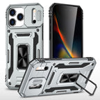 Rugged Shockproof Kickstand Case with Camera Protection for iPhone 17 / 16 / 15 / 14 / 13 Series