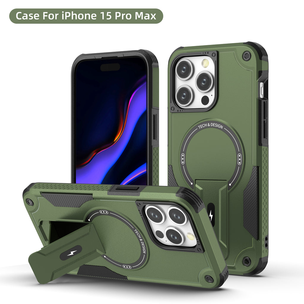 Rugged Magnetic Kickstand Case for iPhone 17 / 16 / 15 / 14 / 13 Series