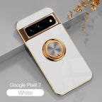 Magnetic TPU + PC Protective Case with 6D Electroplated Solid Color Ring and Magnetic Precision Cutouts(Google Pixel 7/7pro)